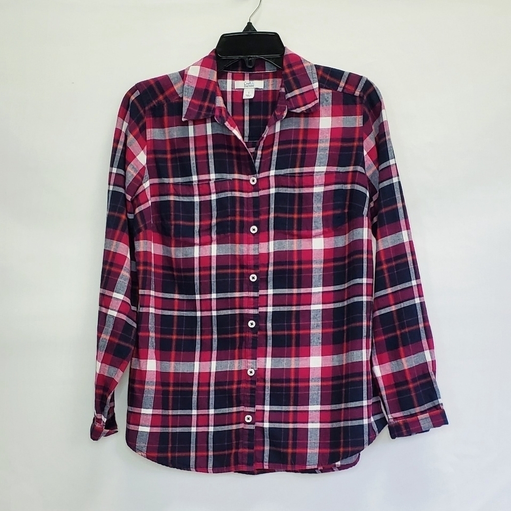 Croft & Barrow Plaid Button Up Long Sleeve Top